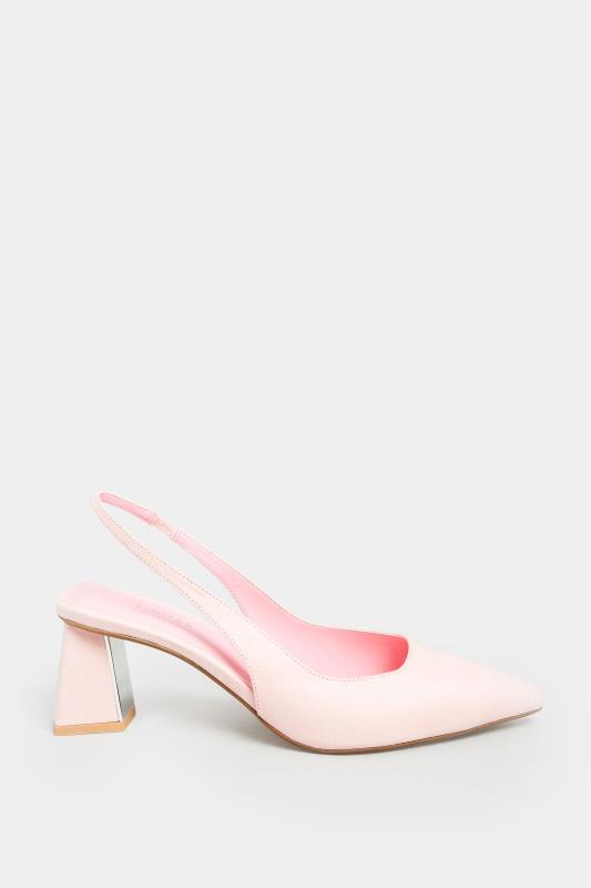 Light Pink Mid Slingback Court Heels In Extra Wide EEE Fit | Yours Clothing  3
