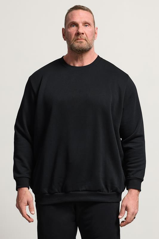 JACK & JONES Big & Tall Black Sweatshirt | BadRhino 1