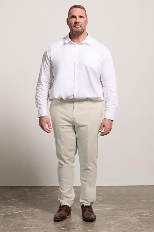 BadRhino Tailoring Big & Tall Oatmeal Brown Linen Suit Trousers | BadRhino 2