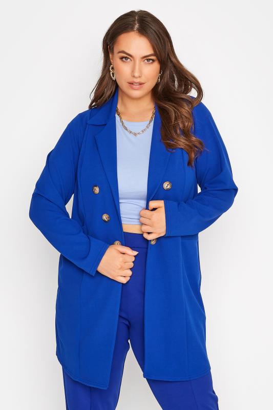 Plus Size  LIMITED COLLECTION Curve Cobalt Blue Button Front Blazer