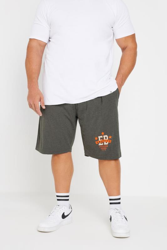  Grande Taille ED BAXTER Big & Tall Grey Varsity Logo Jogger Shorts