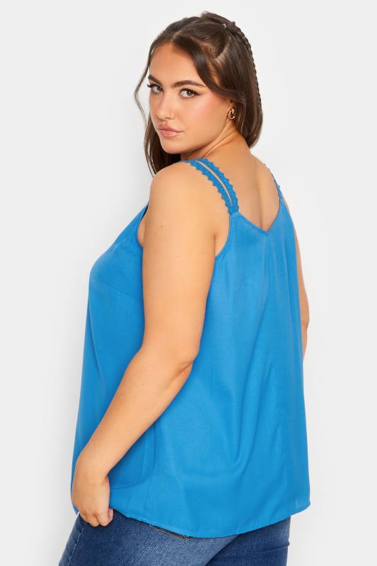 LIMITED COLLECTION Plus Size Blue Embroidered Strap Vest Top | Yours Clothing 3