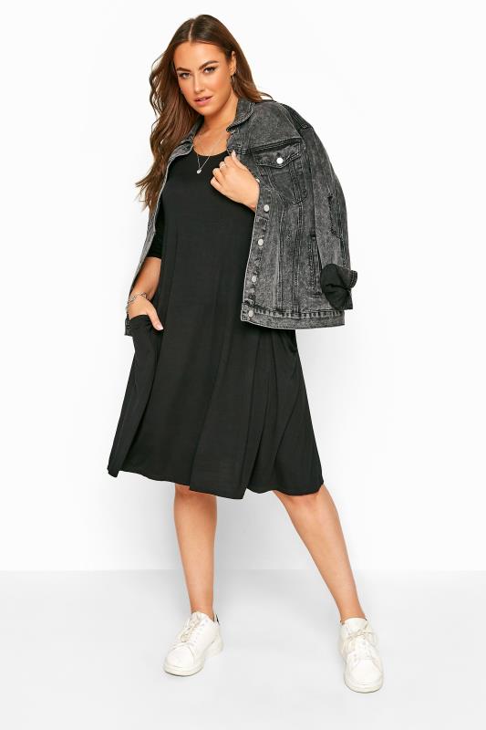 Black Drape Pocket Dress, plus size 16 to 36 2