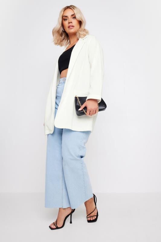 YOURS Plus Size White Textured Blazer | Yours Clothing  2