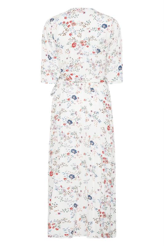 LTS Tall White Floral Print Wrap Dress 7