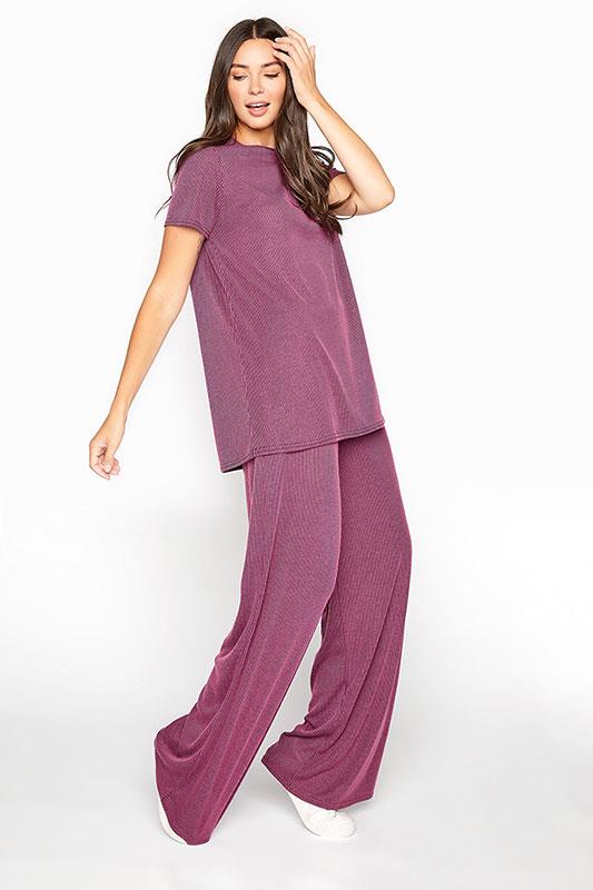 LTS Tall Pink Two-Tone Wide Leg Lounge Trousers_moire.jpg