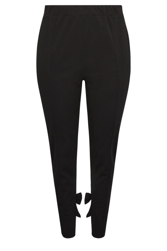 YOURS LONDON Plus Size Black Bow Hem Tapered Trousers | Yours Clothing 4