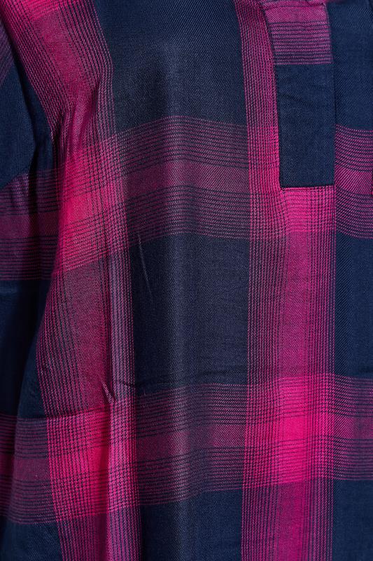 Plus Size Hot Pink Checked Overhead Shirt | Yours Clothing  5