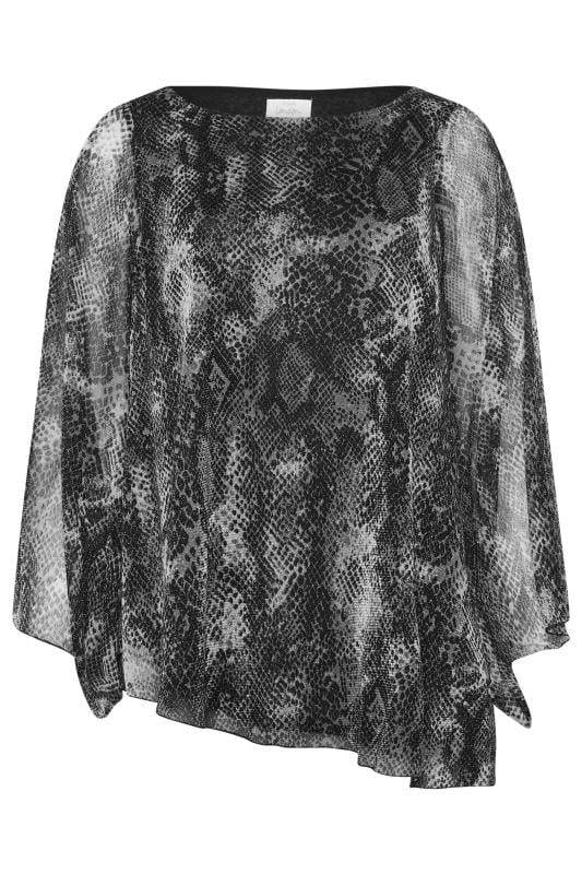 YOURS LONDON Plus Size Grey Snake Print Asymmetrical Blouse | Yours Clothing 6