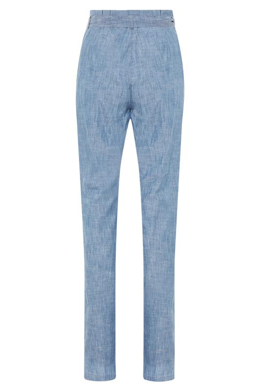 Denim Blue Paperbag Waist Trousers | Long Tall Sally