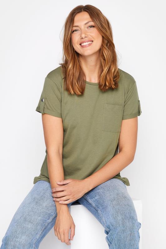 Tall Women's LTS Khaki Green Short Sleeve Pocket T-Shirt | Long Tall Sally 1