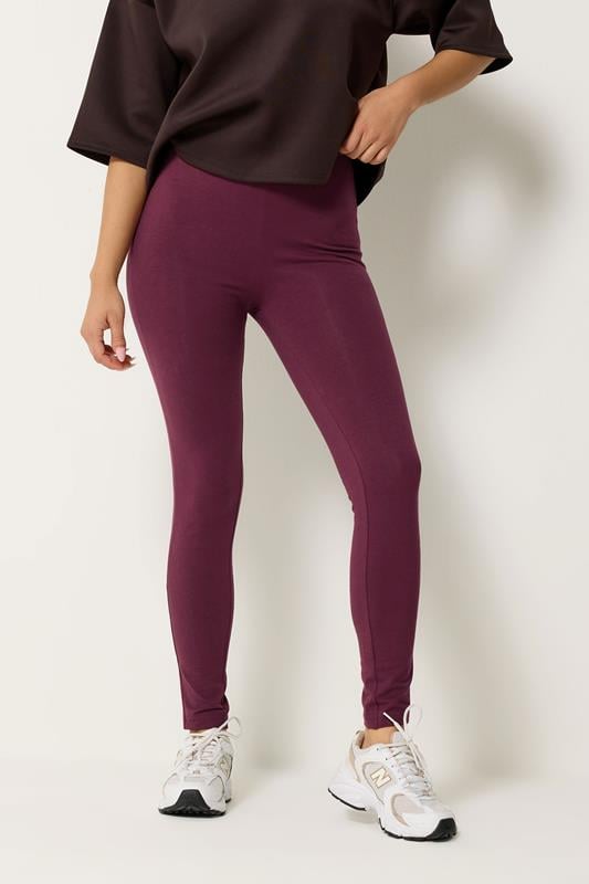 PixieGirl Petite Women's 2 PACK Burgundy Red & Black Cotton Leggings | PixieGirl 4