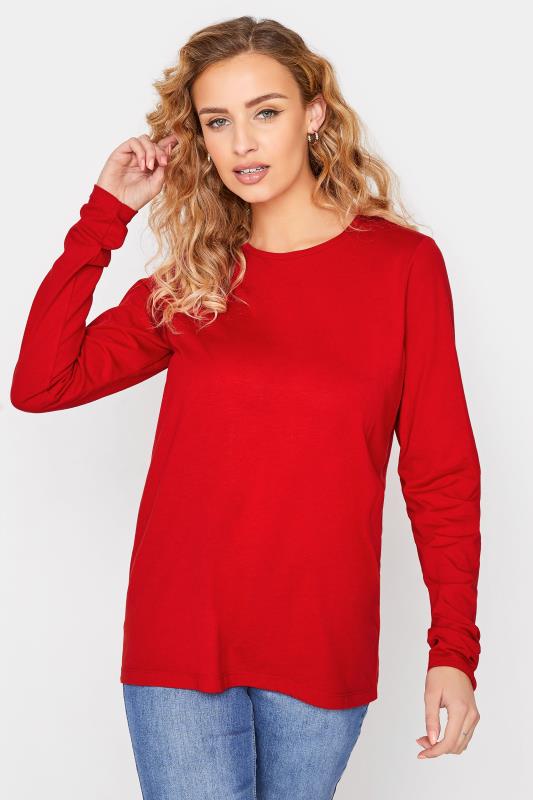 LTS Tall Women's Red Dipped Hem T-Shirt | Long Tall Sally 1