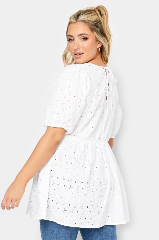 LIMITED COLLECTION Plus Size White Embroidered Peplum Top | Yours Clothing  4