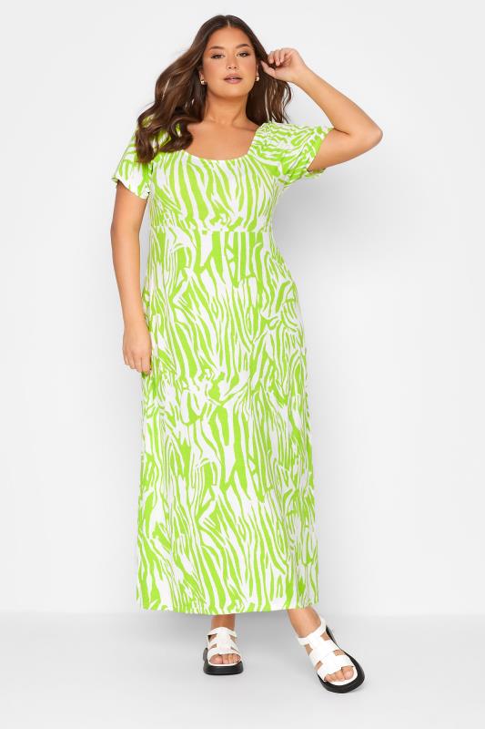 LIMITED COLLECTION Plus Size Lime Green Zebra Print Dress | Yours Clothing 2
