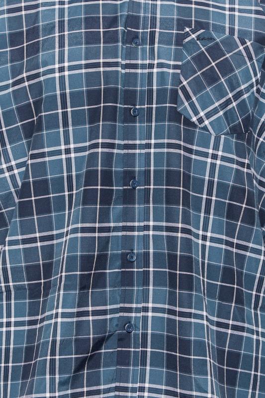 KAM Big & Tall Blue Check Print Long Sleeve Shirt | BadRhino 3