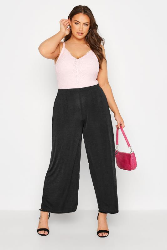 Black Slinky Wide Leg Trousers 