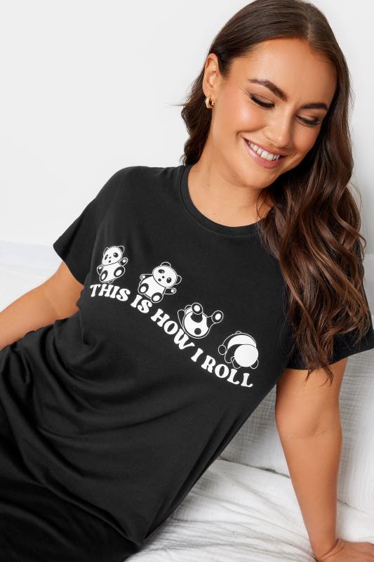 YOURS Plus Size Black 'This Is How I Roll' Slogan Midaxi Nightdress | Yours Clothing 4
