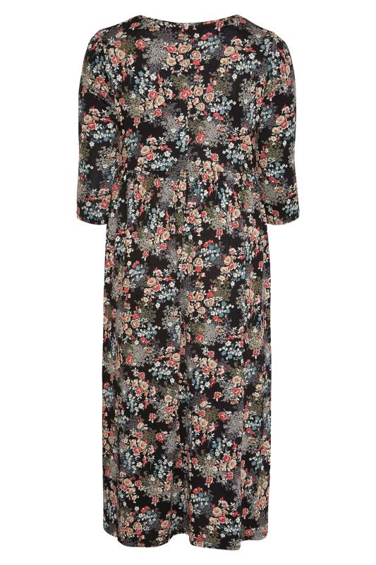Plus Size Black Floral Maxi Pocket Dress | Yours Clothing 7