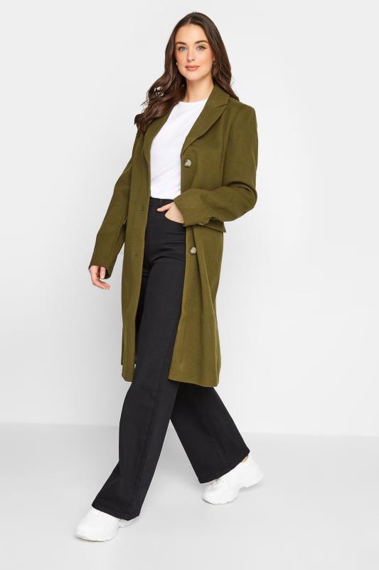 LTS Tall Women's Khaki Green Midi Formal Coat | Long Tall Sally 2