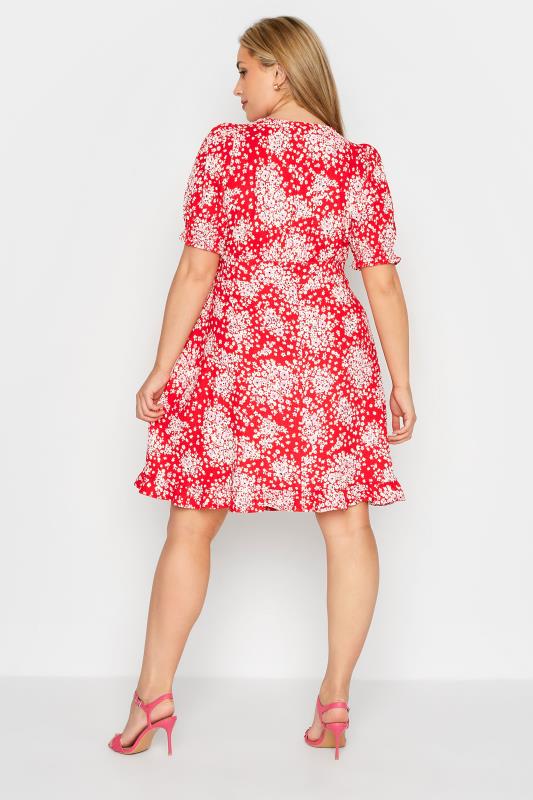 YOURS LONDON Curve Red Floral Tea Dress 3