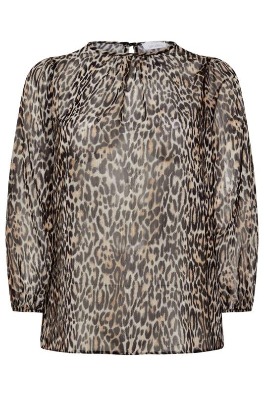 YOURS LONDON Plus Size Natural Brown Leopard Print Mesh Blouse | Yours Clothing  6