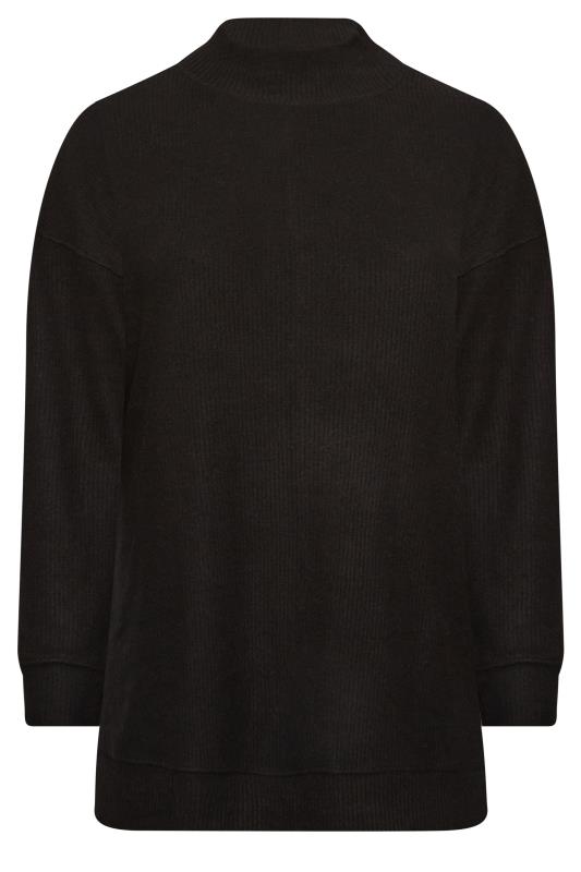 YOURS Plus Size Black Soft Touch Ribbed Jumper | Yours Clothing 6