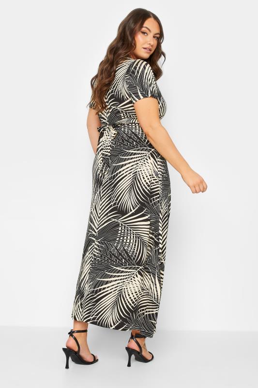 YOURS Plus Size Curve Black Leaf Print Wrap Dress | Yours Clothing  3