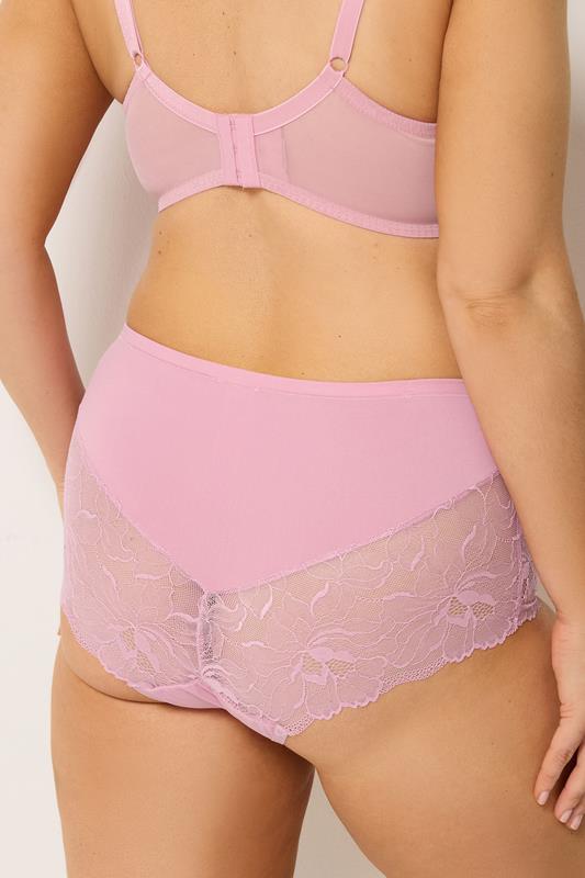 YOURS Plus Size Pink Microfibre Lace Shorts | Yours Clothing 2
