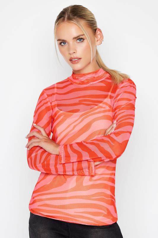 Petite Pink Zebra Print Long Sleeve Mesh Top | PixieGirl  3