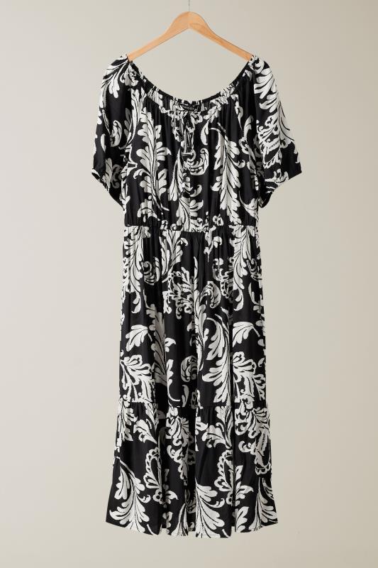 EVANS Plus Size Black Abstract Print Tiered Midi Dress | Evans  5