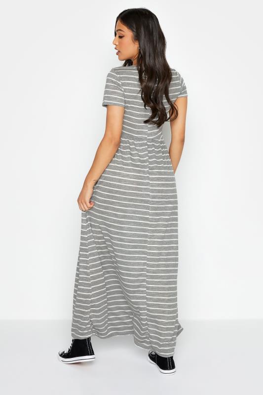 Petite Grey Stripe Maxi Dress | PixieGirl 3