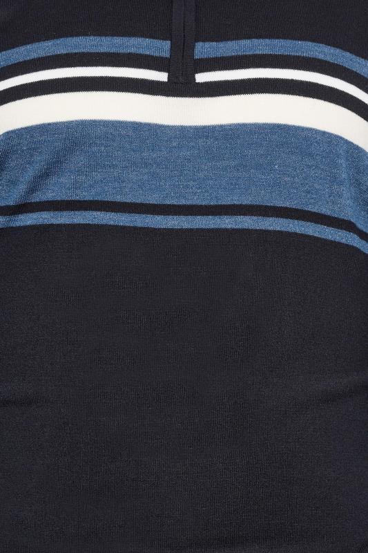 BadRhino Big & Tall Navy Blue Stripe Quarter Zip Knitted Jumper | BadRhino 3