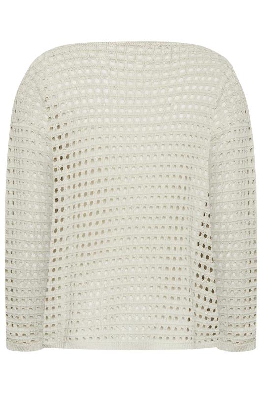YOURS Plus Size Beige Brown Crochet Jumper | Yours Clothing 7