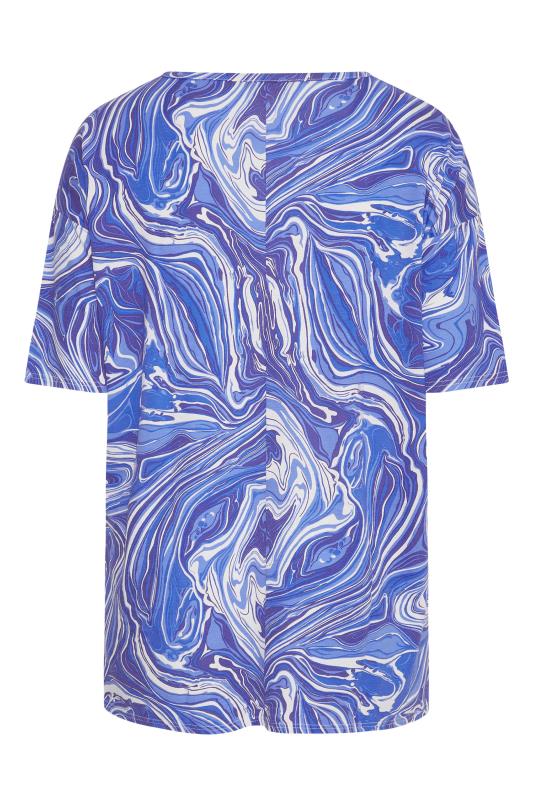Curve Cobalt Blue Oversized Marble T-Shirt_Y.jpg
