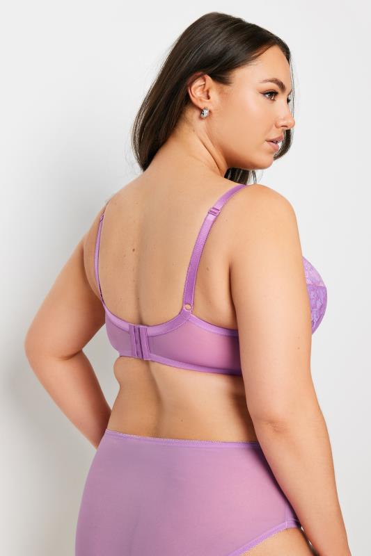 YOURS Plus Size Lilac Purple Lace Detail Padded Bra | Yours Clothing 3