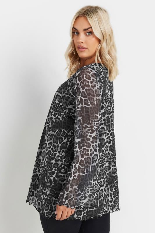 YOURS Plus Size Grey Leopard Print Mesh Top | Yours Clothing 4