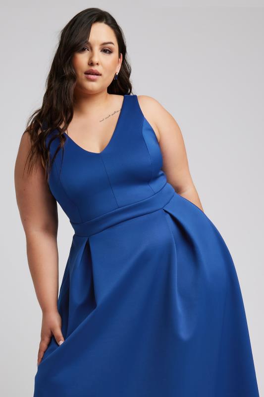 YOURS LONDON Plus Size Blue Pleat Dress | Yours Clothing 2