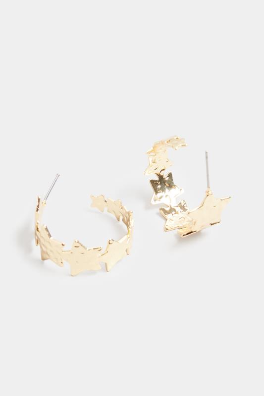  Gold Small Star Style Hoop Earrings | Yours Clothing 3
