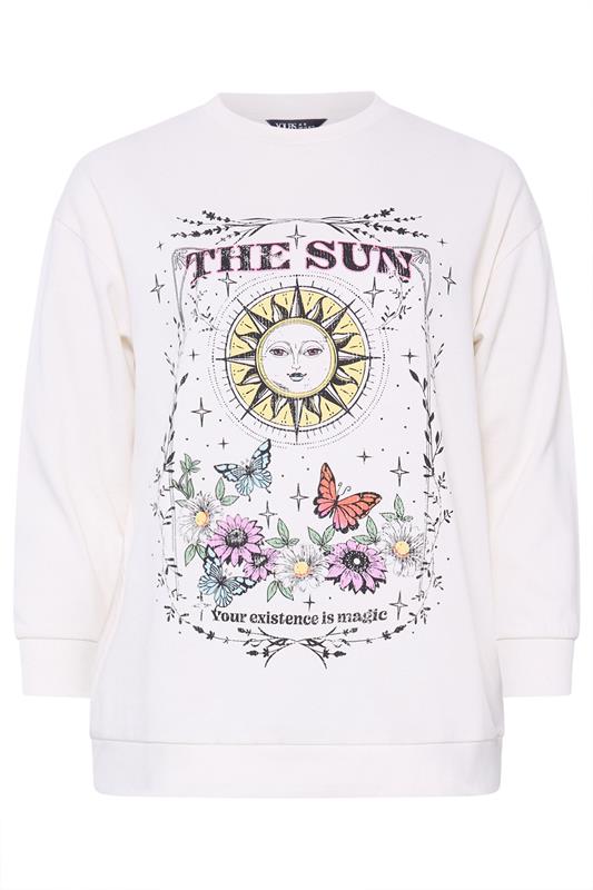 YOURS Plus Size Ivory White Floral Sun Graphic Sweatshirt | Yours Clothing 5