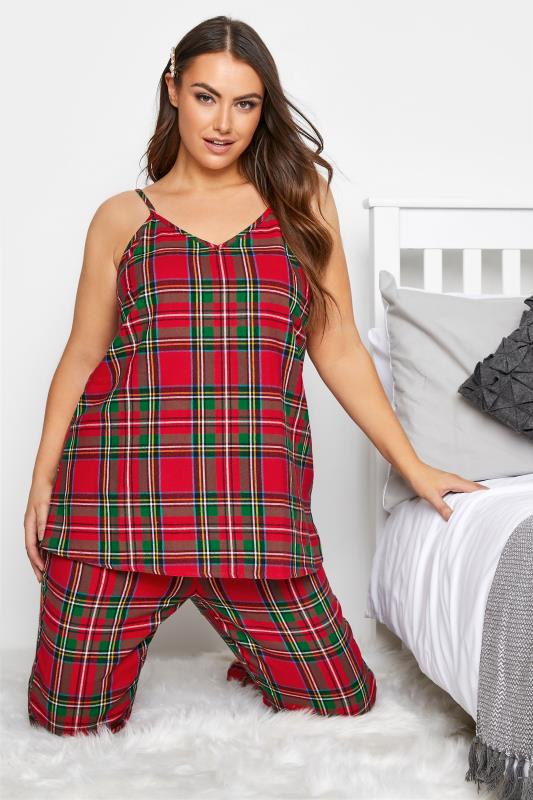 LIMITED COLLECTION Curve Red Tartan Check Pyjama Top 1