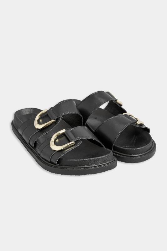 PixieGirl Black Buckle Strap Sandals In Standard D Fit | PixieGirl 2