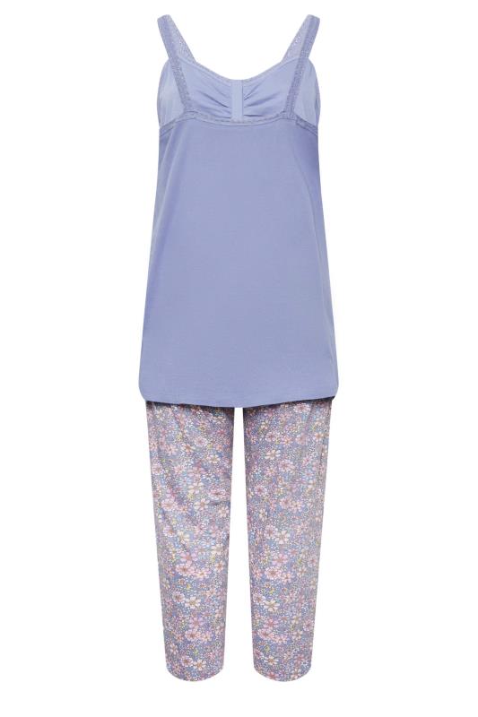 YOURS Plus Size Purple Retro Floral Print Pyjama Set | Yours Clothing 6