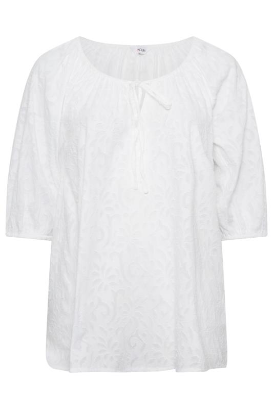 YOURS Plus Size Curve White Gypsy Textured Top | Yours Clothing  6
