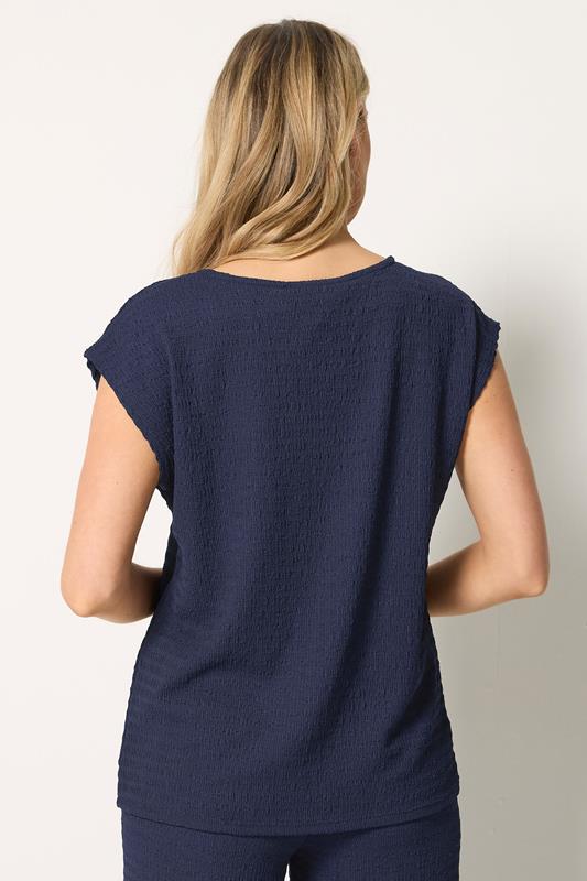 LTS Tall Women's Navy Blue Textured Top | Long Tall Sally 2