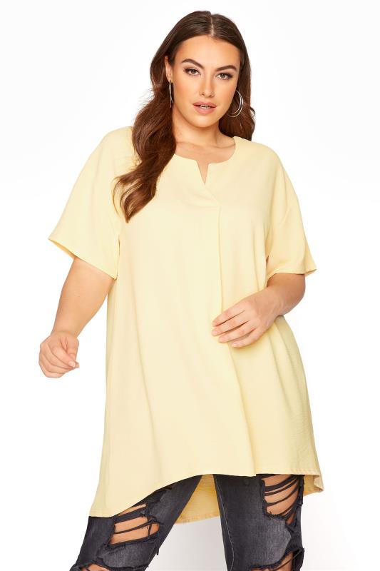 Plus Size  YOURS LONDON Yellow Pleat Front Blouse