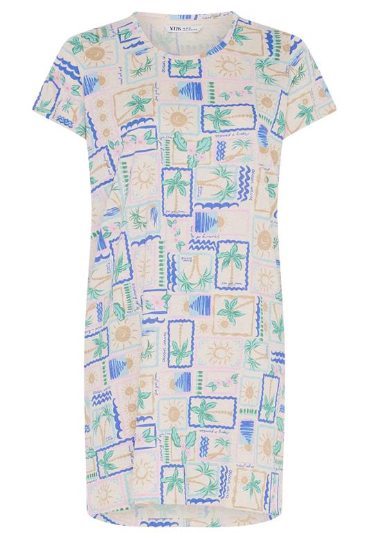 YOURS Plus Size Natural Brown Postcard Print Dipped Back Nightdress | Yours Clothing 5