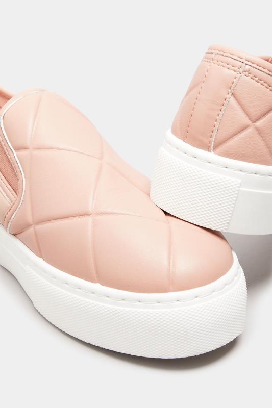 Pink Quilted Slip-On Trainers In Extra Wide EEE Fit 5