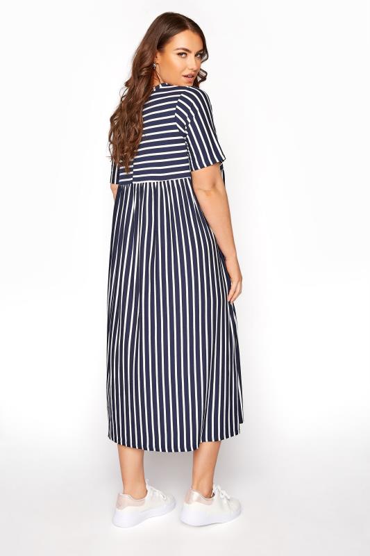 Navy Stripe Midi Dress | Yours Clothing