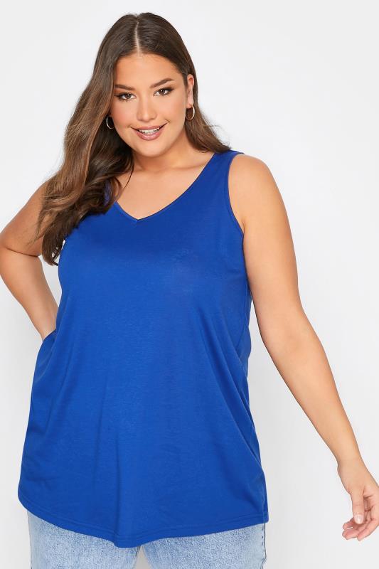 Womens Cobalt Blue Basic Vest Plus Size Curve Yours 